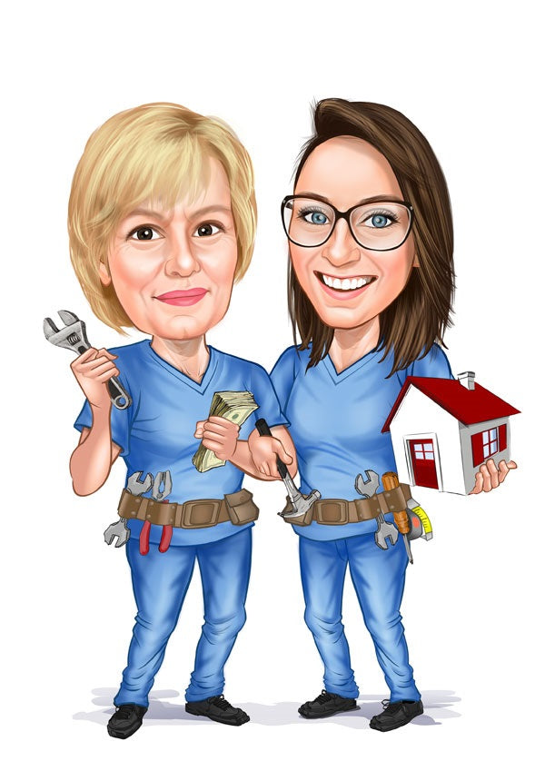 Par tema157 (2 personer) - karikaturtegning efter dine fotos - Just Karikatur