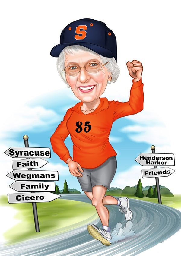 Fødselsdag tema23 (1 person) - karikaturtegning efter dine fotos - Just Karikatur