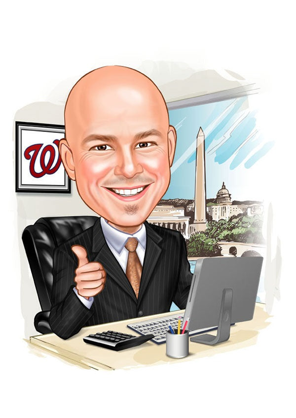 Chef tema12 (1 person) - karikaturtegning efter dine fotos - Just Karikatur