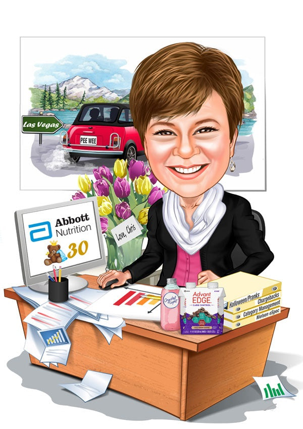 Jubilæum & Afsked tema5 (1 person) - karikaturtegning efter dine fotos - Just Karikatur