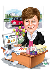 Jubilæum & Afsked tema5 (1 person) - karikaturtegning efter dine fotos - Just Karikatur