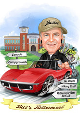 Jubilæum & Afsked tema36 (1 person) - karikaturtegning efter dine fotos - Just Karikatur