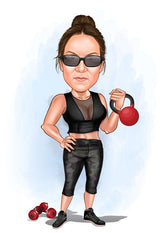 Sports tema16 (1 person) - karikaturtegning efter dine fotos - Just Karikatur