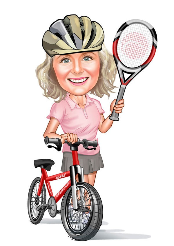 Sports tema19 (1 person) - karikaturtegning efter dine fotos - Just Karikatur