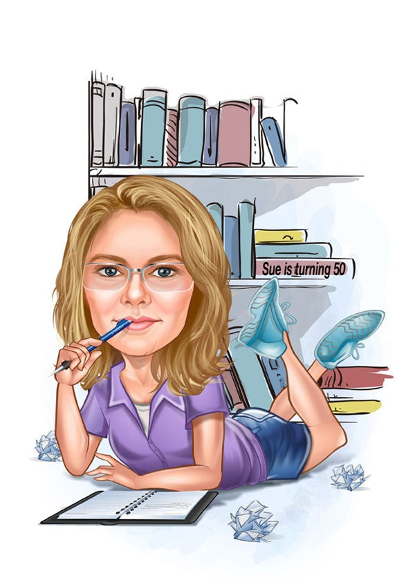 Arbejde & Erhverv tema21 (1 person) - karikaturtegning efter dine fotos - Just Karikatur