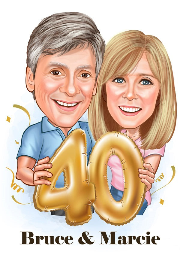 Par tema104 (2 personer) - karikaturtegning efter dine fotos - Just Karikatur