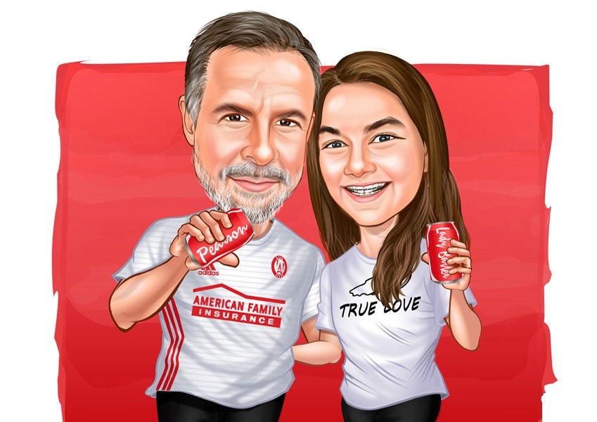 Par tema230 (2 personer) - karikaturtegning efter dine fotos - Just Karikatur