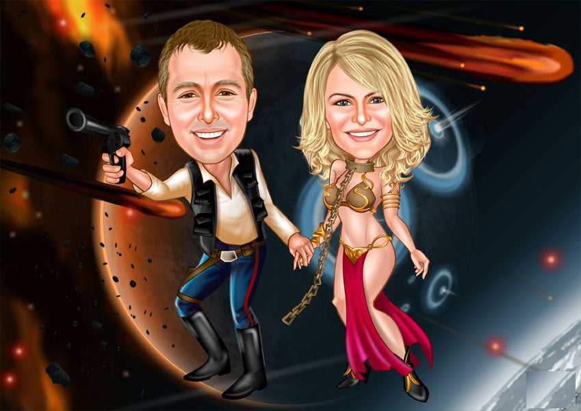 Par tema228 (2 personer) - karikaturtegning efter dine fotos - Just Karikatur