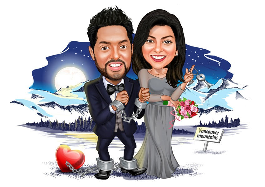 Par tema227 (2 personer) - karikaturtegning efter dine fotos - Just Karikatur