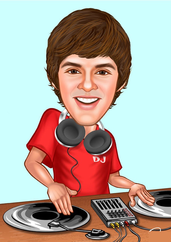 Musik & Dans tema19 (1 person) - karikaturtegning efter dine fotos - Just Karikatur