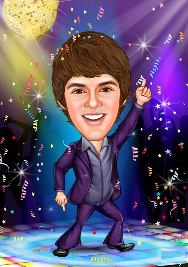 Musik & Dans tema17 (1 person) - karikaturtegning efter dine fotos - Just Karikatur