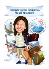 Jubilæum & Afsked tema4 (1 person) - karikaturtegning efter dine fotos - Just Karikatur