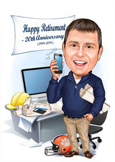 Jubilæum & Afsked tema31 (1 person) - karikaturtegning efter dine fotos - Just Karikatur