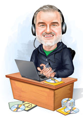 Jubilæum & Afsked tema30 (1 person) - karikaturtegning efter dine fotos - Just Karikatur