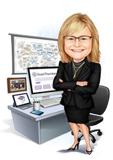 Jubilæum & Afsked tema3 (1 person) - karikaturtegning efter dine fotos - Just Karikatur