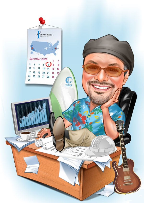 Jubilæum & Afsked tema27 (1 person) - karikaturtegning efter dine fotos - Just Karikatur