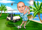 Golf tema7 (1 person) - karikaturtegning efter dine fotos - Just Karikatur