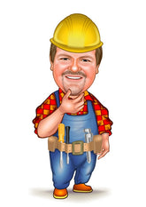 Håndværker tema9 (1 person) - karikaturtegning efter dine fotos - Just Karikatur