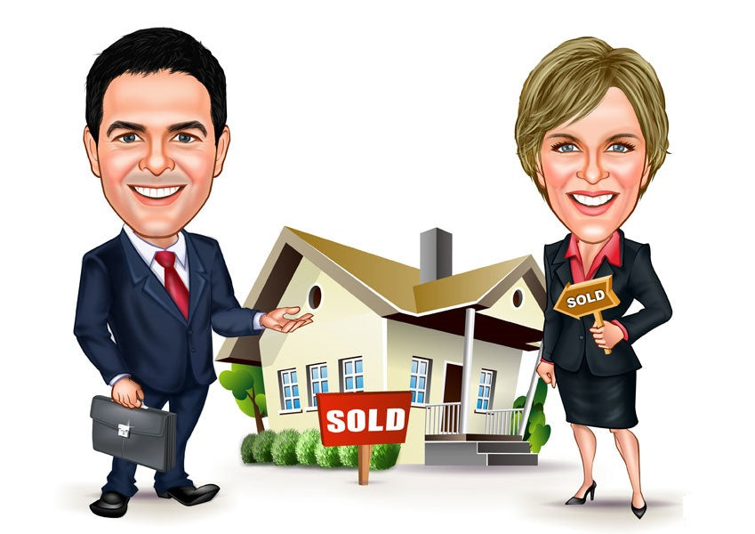 Par tema220 (2 personer) - karikaturtegning efter dine fotos - Just Karikatur