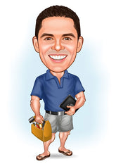 Håndværker tema7 (1 person) - karikaturtegning efter dine fotos - Just Karikatur