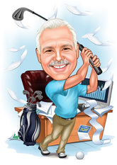 Chef tema5 (1 person) - karikaturtegning efter dine fotos - Just Karikatur