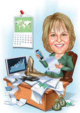 Chef tema7 (1 person) - karikaturtegning efter dine fotos - Just Karikatur