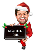 Jul tema14 (1 person) - karikaturtegning efter dine fotos - Just Karikatur
