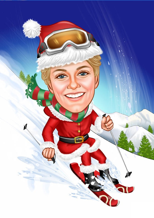 Jul tema12 (1 person) - karikaturtegning efter dine fotos - Just Karikatur