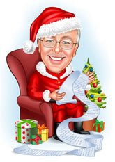 Jul tema1 (1 person) - karikaturtegning efter dine fotos - Just Karikatur