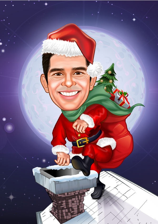 Jul tema22 (1 person) - karikaturtegning efter dine fotos - Just Karikatur