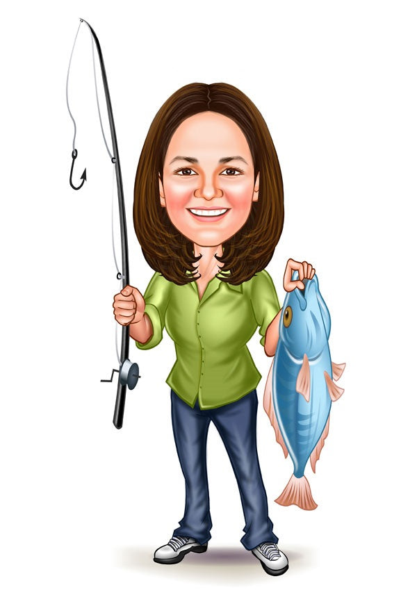 Rejse tema41 (1 person) - karikaturtegning efter dine fotos - Just Karikatur