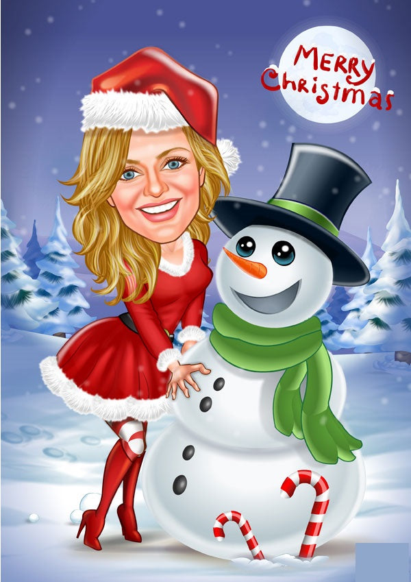 Jul tema20 (1 person) - karikaturtegning efter dine fotos - Just Karikatur