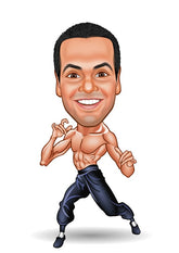 Superhelt tema7 (1 person) - karikaturtegning efter dine fotos - Just Karikatur