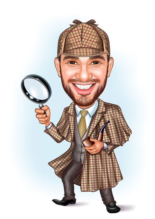 Superhelt tema3 (1 person) - karikaturtegning efter dine fotos - Just Karikatur