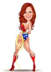 Superhelt tema44 (1 person) - karikaturtegning efter dine fotos - Just Karikatur