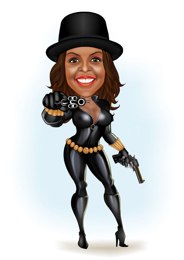 Superhelt tema41 (1 person) - karikaturtegning efter dine fotos - Just Karikatur