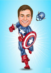 Superhelt tema38 (1 person) - karikaturtegning efter dine fotos - Just Karikatur