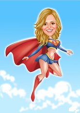 Superhelt tema34 (1 person) - karikaturtegning efter dine fotos - Just Karikatur