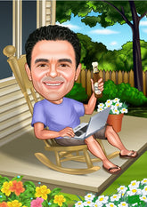 Jubilæum & Afsked tema25 (1 person) - karikaturtegning efter dine fotos - Just Karikatur