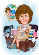 Jubilæum & Afsked tema18 (1 person) - karikaturtegning efter dine fotos - Just Karikatur