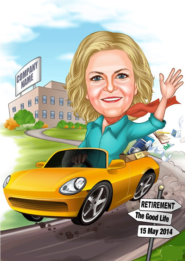 Jubilæum & Afsked tema17 (1 person) - karikaturtegning efter dine fotos - Just Karikatur