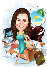 Jubilæum & Afsked tema16 (1 person) - karikaturtegning efter dine fotos - Just Karikatur