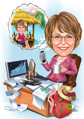 Jubilæum & Afsked tema15 (1 person) - karikaturtegning efter dine fotos - Just Karikatur