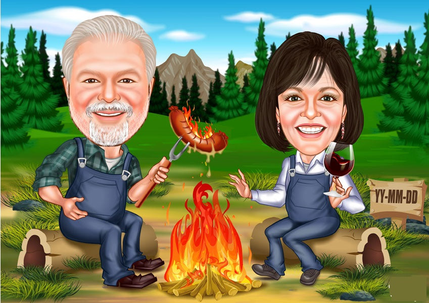 Par tema217 (2 personer) - karikaturtegning efter dine fotos - Just Karikatur