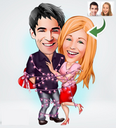Kærestepar tema1 (2 personer) - karikaturtegning efter dine fotos - Just Karikatur