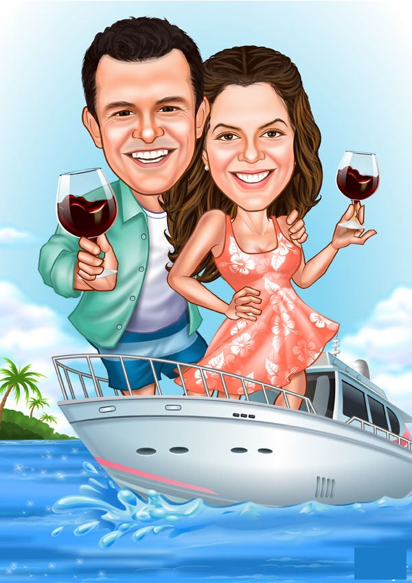 Par tema84 (2 personer) - karikaturtegning efter dine fotos - Just Karikatur