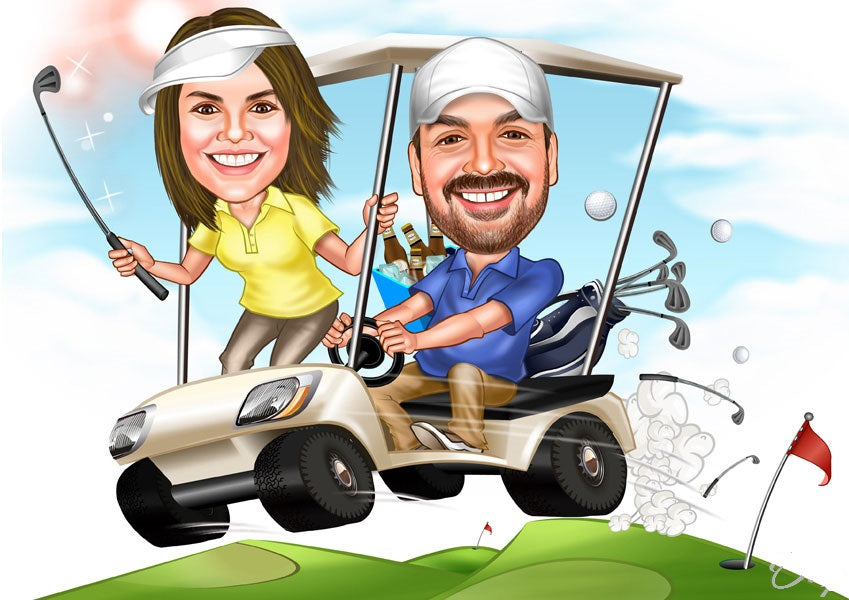 Par tema216 (2 personer) - karikaturtegning efter dine fotos - Just Karikatur