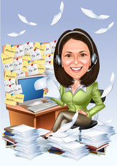 Virksomhed tema51 (1 person) - karikaturtegning efter dine fotos - Just Karikatur