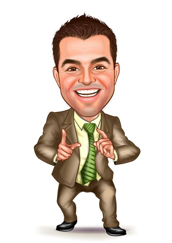 Virksomhed tema87 (1 person) - karikaturtegning efter dine fotos - Just Karikatur