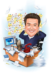 Virksomhed tema82 (1 person) - karikaturtegning efter dine fotos - Just Karikatur